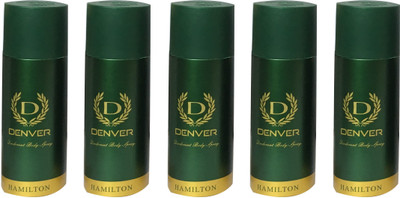 

Denver GREEN (PACK OF 5) Body Spray - For Men & Women(165 ml, Pack of 5)