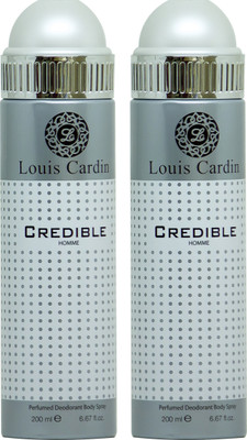 

louis cardin Credible Homme Mens Perfumed Deodorant Body Spray Combo 200 Ml Deodorant Spray - For Men(200 ml, Pack of 2)