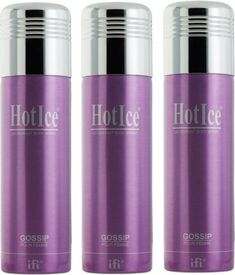

Hot Ice Deodorant Body Spray Gossip For Women Value Pack of 3 Deodorant Spray - For Women(200 ml, Pack of 3)