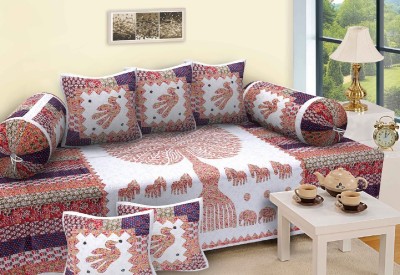 24x7 Home Store Cotton Abstract Diwan Set(Beige)