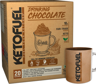 

KETOFUEL DRINKING CHOCOLATE Dark Roast Full Fat Keto Chocolate Powder with MCT Oil 20 pkts Nutrition Drink(20x1 Sachets, Chocolate Flavored)