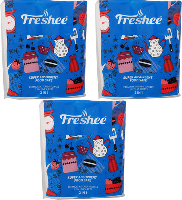 

Freshee 60 Sheet 2 In 1 Kitchen Towel Tissue made with 100% virgin fibre that offer fresh and hygienic experience(Pack of 3)