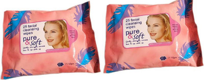

Shopfleet Wet-MAKEUP REMOVER-Soft -Tissue Paper Face Cleanser/Cleaning Wipes (Pack of 50)(Pack of 50)