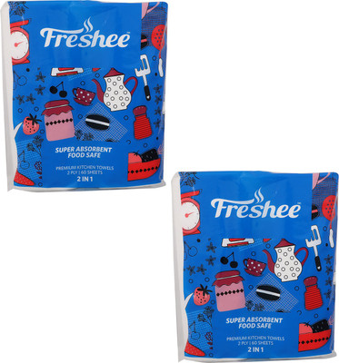 

Freshee 60 Sheet 2 In 1 Kitchen Towel Tissue made with 100% virgin fibre that offer fresh and hygienic experience(Pack of 2)