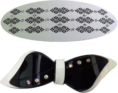 

Shreya Collection Combo of 2 Black & White Shiny Hair Ponytail Barrette Clutcher Clip Alligator Buckle Hair Clip(Multicolor)