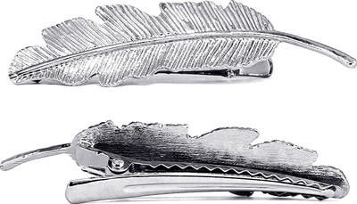 

ROMP FASHION Feather Leaf Design Hair Pin Clip for Girls Women - Silver Hair Clip(Silver)