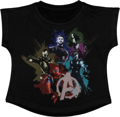 Marvel Avengers Girls Casual Cotton Blend, Polycotton Top(Black, Pack of 1)