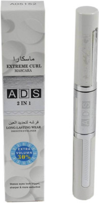 

ADS Waterproof Mascara extreme curl with Eye liner ( 2 in 1) 12 ml (Black) 12 ml(Black)