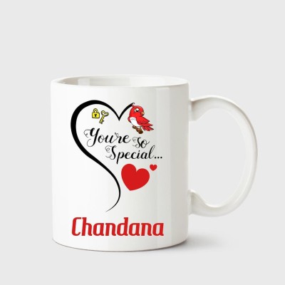 CHANAKYA You're so special Chandana White Coffee Name Ceramic Ceramic Coffee Mug(350 ml)