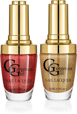 

Gorgeous Girl Glossy Nail Lacquer Gold Glitter-20 & Chinese Red Glitter-38(Pack of 2)