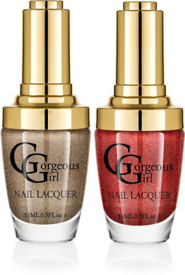 

Gorgeous Girl Glossy Nail Lacquer Chinese Red Glitter-38 & Iconic Gold Glitter-40(Pack of 2)