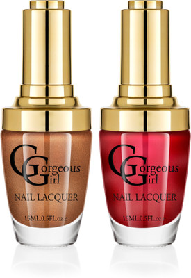 

Gorgeous Girl Glossy Nail Lacquer Pale Carmine-22 & Copper Glitter-37(Pack of 2)