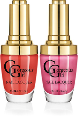 

Gorgeous Girl Glossy Nail Lacquer Flamingo Pink-07 & Candy Apple Red-12(Pack of 2)
