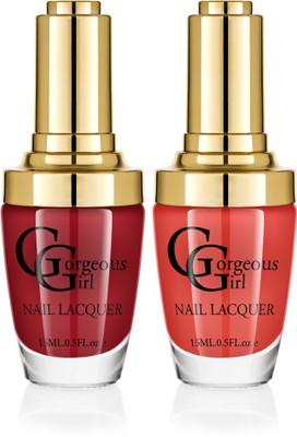 

Gorgeous Girl Glossy Nail Lacquer Candy Apple Red-12 & Deep Maroon-17(Pack of 2)