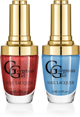 

Gorgeous Girl Glossy Nail Lacquer Ball Blue-06 & Chinese Red Glitter-38(Pack of 2)