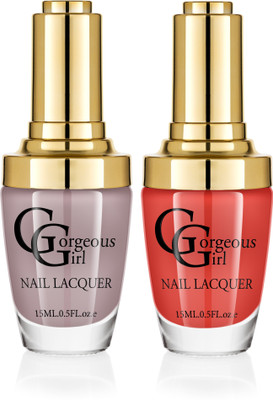 

Gorgeous Girl Glossy Nail Lacquer Candy Apple Red-12 & Shadow-14(Pack of 2)