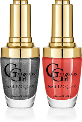 

Gorgeous Girl Glossy Nail Lacquer Candy Apple Red-12 & Rifle Green Glitter-39(Pack of 2)