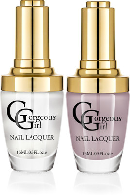 

Gorgeous Girl Glossy Nail Lacquer Light Gray-13 & Seashell Metallic-34(Pack of 2)
