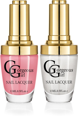 

Gorgeous Girl Glossy Nail Lacquer Brown Yellow-27 & Silver White Glitter-19(Pack of 2)