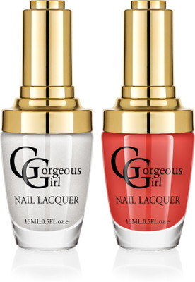 

Gorgeous Girl Glossy Nail Lacquer Candy Apple Red-12 & Silver White Glitter-19(Pack of 2)