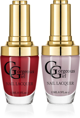 

Gorgeous Girl Glossy Nail Lacquer Light Gray-13 & Deep Maroon-17(Pack of 2)
