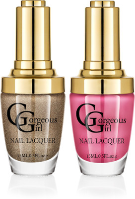 

Gorgeous Girl Glossy Nail Lacquer Flamingo Pink-07 & Iconic Gold Glitter-40(Pack of 2)