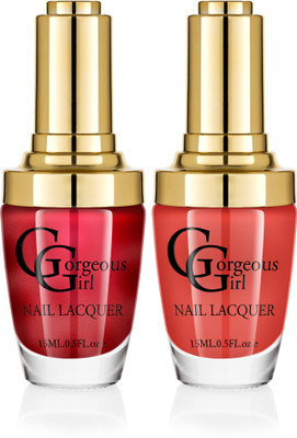 

Gorgeous Girl Glossy Nail Lacquer Candy Apple Red-12 & Pale Carmine-22(Pack of 2)