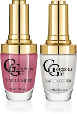 

Gorgeous Girl Glossy Nail Lacquer Silver White Glitter-19 & Red Wood-26(Pack of 2)