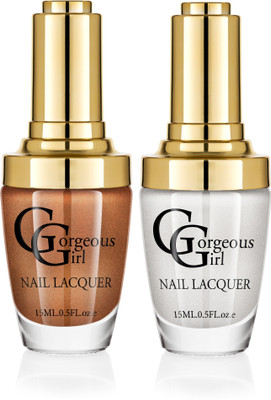 

Gorgeous Girl Glossy Nail Lacquer Silver White Glitter-19 & Copper Glitter-37(Pack of 2)