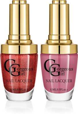 

Gorgeous Girl Glossy Nail Lacquer Red Wood-26 & Chinese Red Glitter-38(Pack of 2)