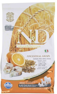 

Farmina N&D Low Grain Adult Medium Codfish, Oats & Orange 2.5 kg Dry Dog Food