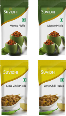 

Suvidhi 2 Mango Pickle & 2 Lime Chilli Pickle Mango, Lemon Pickle(200 g, Pack of4)