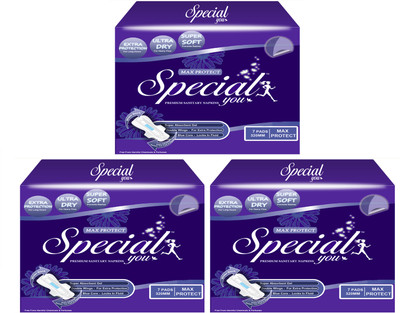special you MAX PROTECT 320mm PACK OF 3 (21PADS) Sanitary Pad(Pack of 7)