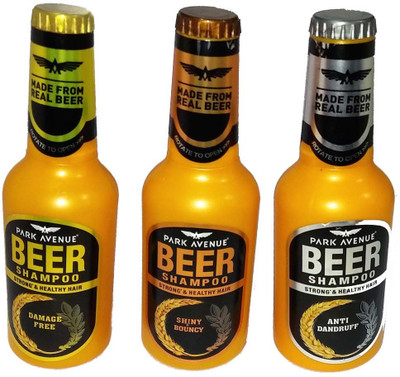 

Park Avenue Beer Shampoo Shiny & Bouncy, Anti Dandruff & Damage Free 70ml x 3(210 ml)