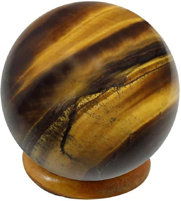 NIRVANA Divine Solutions Tiger Eye Crystal Natural Gemstone Round Ball / Sphere (BROWN,BLACK,GOLDEN) Decorative Showpiece  -  6.5 cm(Crystal, Brown)