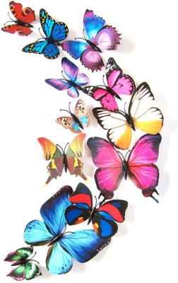 RANGOLI 12 cm Butterfly Magnetic Sticker(Pack of 12)