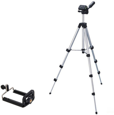 

BUY SURETY Portable Tripod-3110 With Three-Dimensional Head & Quick Release Plate For Video Cameras and mobile holder mount for Smartphones Tripod(Silver & Black, Supports Up to 1500)