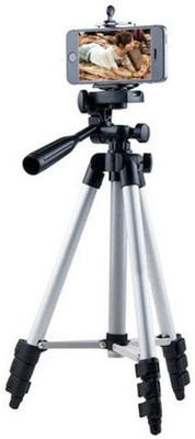 

LIFEMUSIC 3110 Tripod stand With 3-Way Head Light weight Digital Camera Tripod with Mobile Clip Holder Best Use for Make Videos on Tiktok,Vigo Video,Snapchat and Dubsmash Tripod(Multicolor, Supports Up to 3000 g)