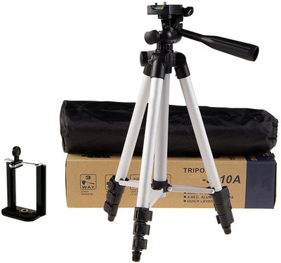 

BUY SURETY Portable Tripod-3110 With Three-Dimensional Head & Quick Release Plate For Video Cameras and mobile holder for Smartphones Tripod(Silver & Black, Supports Up to 1500)