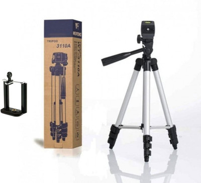 

Blue Birds Portable Tripod-3110 With Three-Dimensional Head & Quick Release Plate For Video Cameras and mobile holder for Smartphones Tripod(Silver, Black, Supports Up to 1500)