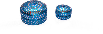

ASHTACRAFTS Combo of 2 Pcs Handmade Earring Box for Women Jewellery Vanity Box(Blue)