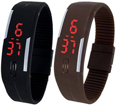 

Jainx New Bk1008 Pack Of 2 Rubber Magnet led Watch - For Men & Women