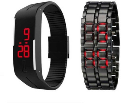 

iDigi LED Black Band & Stylish Chain Combo Watch - For Men