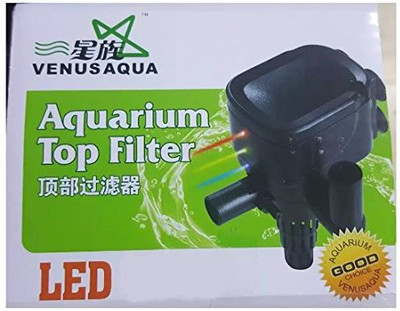 

Venus Aqua LED Top Filter with 3 in 1 Color with Pure Copper Motor (Black, Small) Sponge Aquarium Filter(Biological Filtration for Salt Water and Fresh Water)