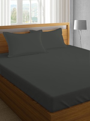 Pizuna 400 TC Cotton Double Solid Flat Bedsheet(Pack of 1, Dark Grey)
