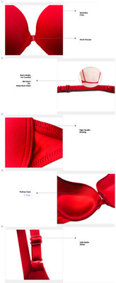 PrettyCat Women Push-up Heavily Padded Bra(Red)