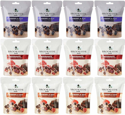

Brookside Dark Chocolate Pomegranate/Blueberry and Acai/Raspberry and Goji, 4X 33.3g- (Pack of 12) Brittles(Pack of 12, 12 Units)