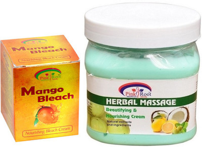

Pink Root HERBAL MASSAGE CREAM 500GM WITH MANGO BLEACH 50GM(Set of 2)