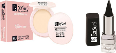 

Forsure Combo of Smudge Free Platinium Kajal Stick and Compact Powder Ultimate Smooth Skin Matte Finish(Set of 2)
