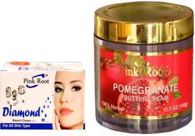 

Pink Root POMEGRANATE CREAM 100GM WITH DIAMOND BLEACH 50GM(Set of 2)